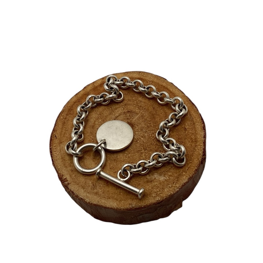 Silpada Sterling Silver Rolo link toggle bracelet with engravable charm - Picture 3 of 8
